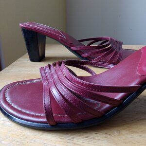 Bakers Vintage Red Strappy Slip On Heeled Sandals size 8